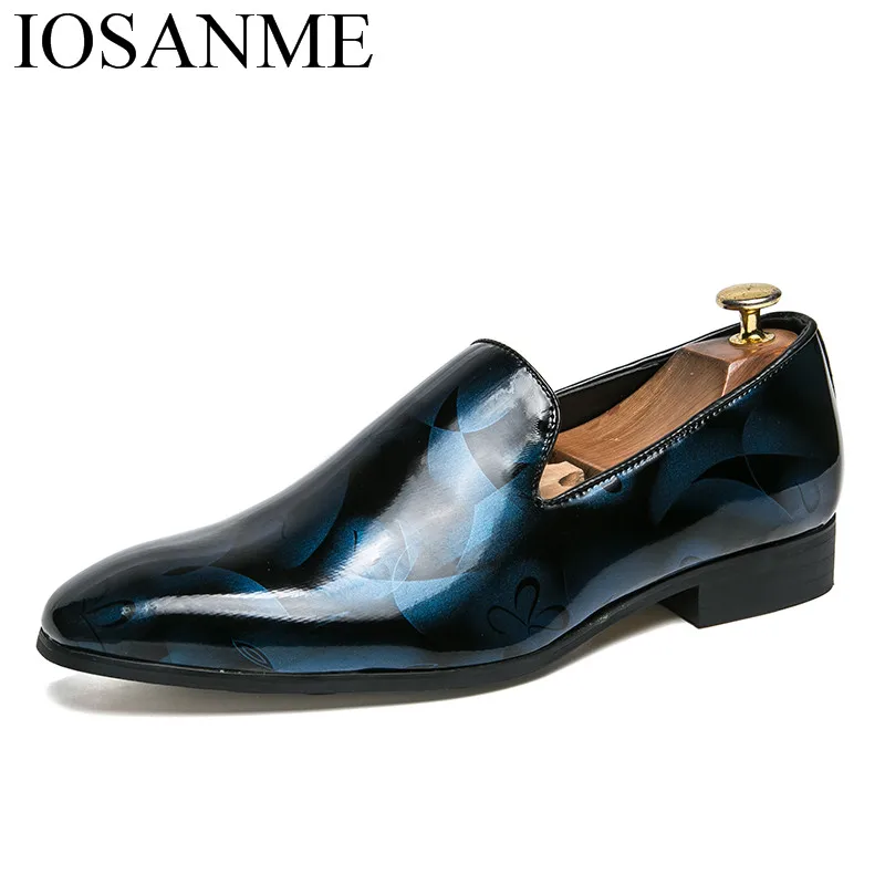 Мужские туфли из лакированной кожи с цветочным принтом|shoes brand|shoes forshoes for men |
