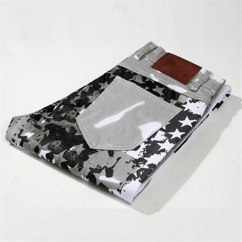 Джинсы с рисунком американского флага брендовые джинсы мужские прямые