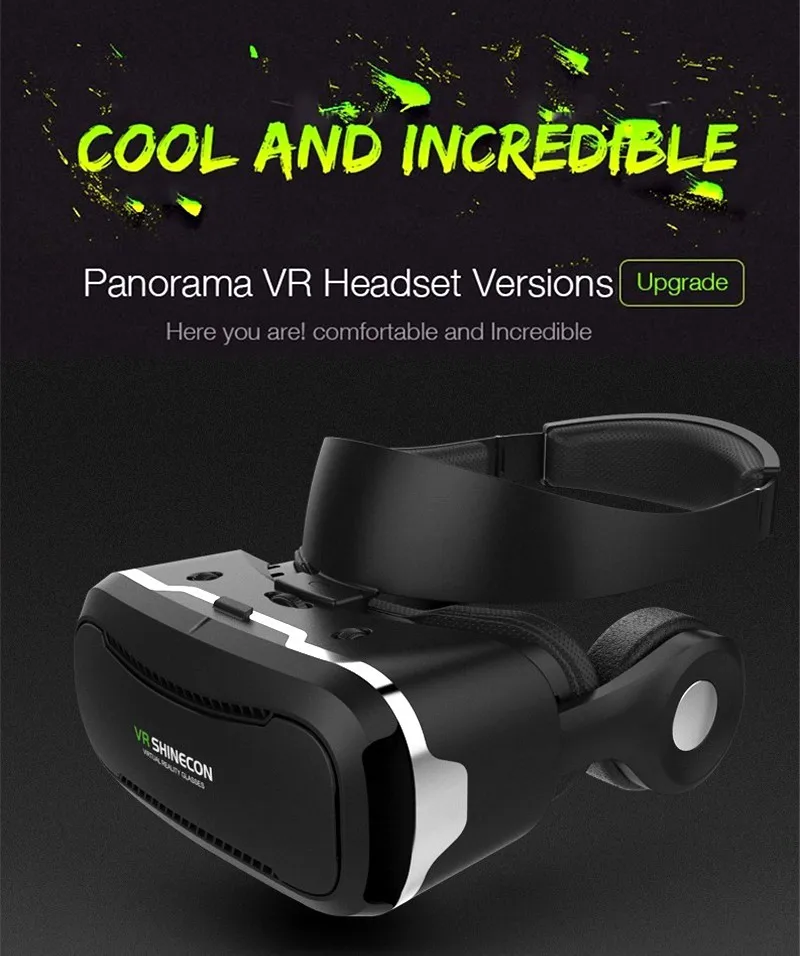 VR Shinecon 4,0 стерео виртуальной реальности смартфон 3D очки гарнитура Google VR коробка наушников Управление кнопка для 3,5-5," мобильный