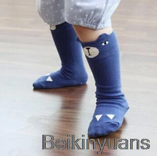 Blue bear 1 pair male baby girl socks warm cartoon fox cotton cute knee socks unisex fashion cartoon baby warm boots socks cartoon - Цвет: Blue bear
