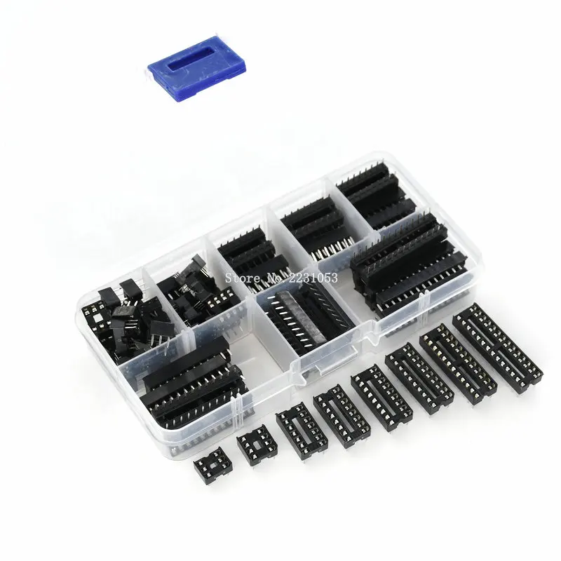

66PCS/Lot DIP IC Sockets Adaptor Solder Type Socket Kit 6,8,14,16,18,20,24,28 pins Pitch 2.54mm MCU Chip
