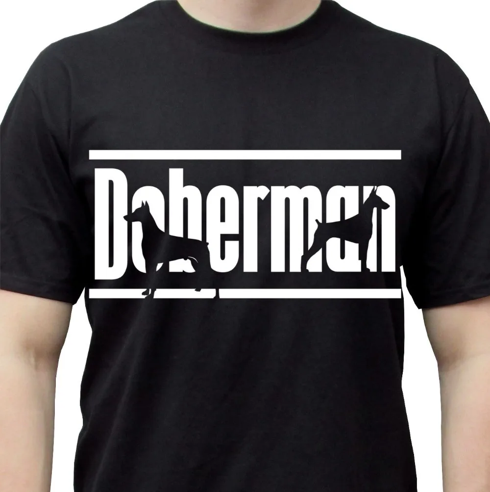 Hot Sale Summer Men Doberman pinscher black t shirt dog top dobie tee design - mens womens kids size Cotton Tee Shirt | Мужская одежда