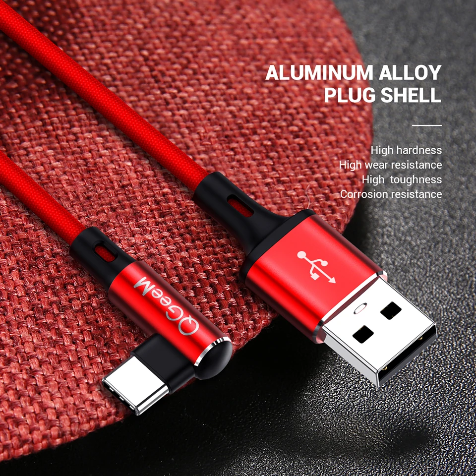 Кабель QGEEM USB Type-C для Samsung Note 8 S8 Xiaomi Mi 90 градусов кабель быстрой зарядки зарядный C |