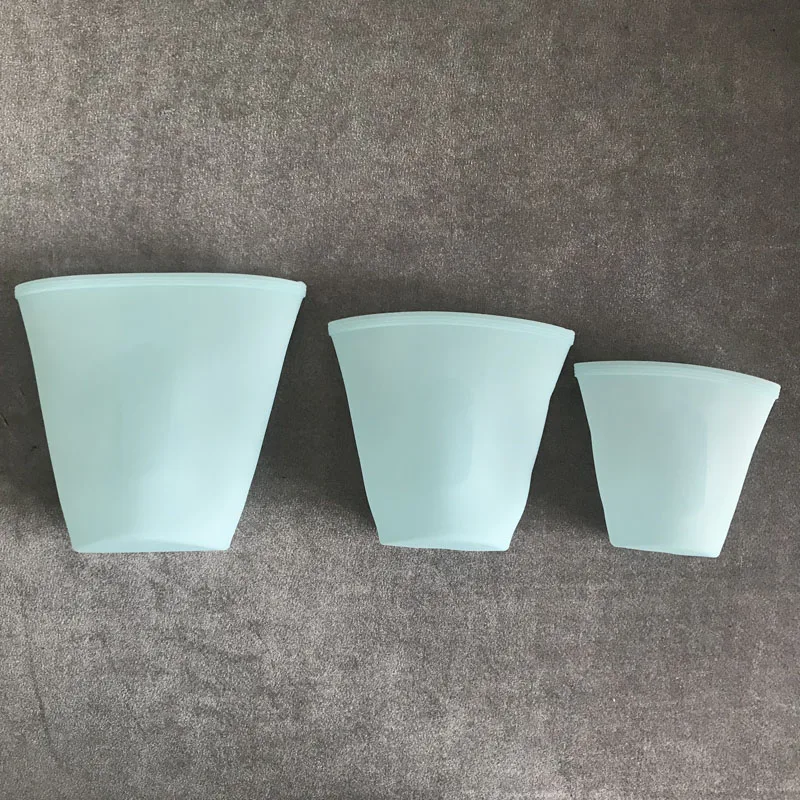3pcs-Blue-Cup Многоразовая силиконовая пищевая сумка Ziplock, пакеты, контейнеры для хранения, набор, морозильная камера, уплотнение, фруктовая упаковка, кухонный органайзер, аксессуары - Цвет: 3pcs-Blue-Cup