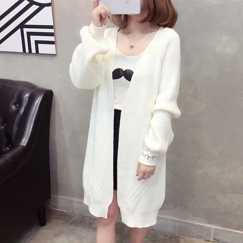 2018 осенние и зимние новые женские вязаный кардиган с длинным средней длины