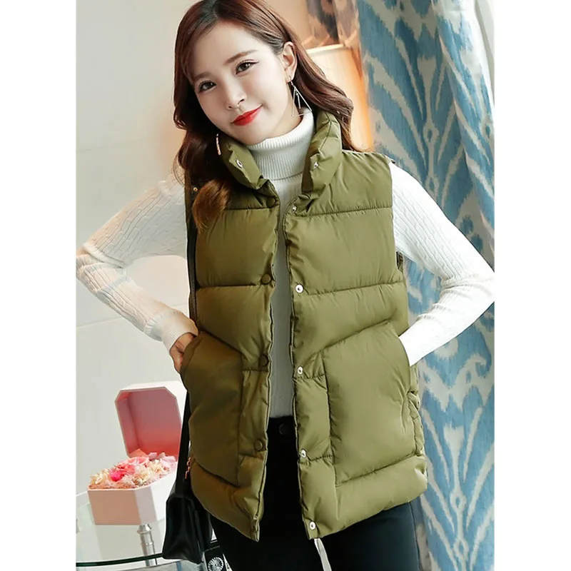 

Cotton Vest Female Autumn Winter Short 2019 Fashion Loose Vest Large Size XXL Down Cotton Warm Vest Wild Coat Basic Jacket B196