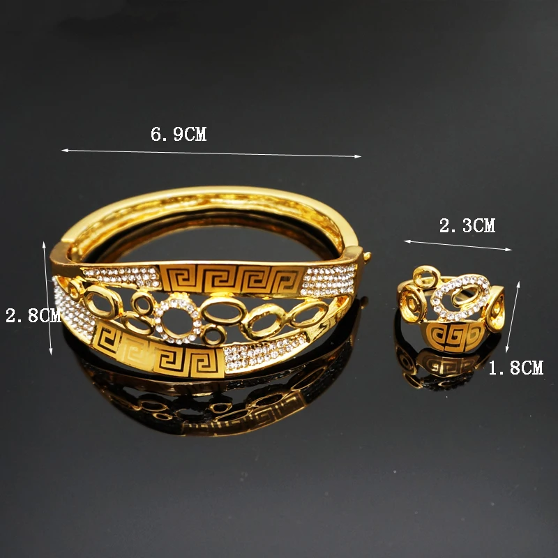 На заказ Новая модель 1 8k золотые медные браслеты и кольцо украшения для