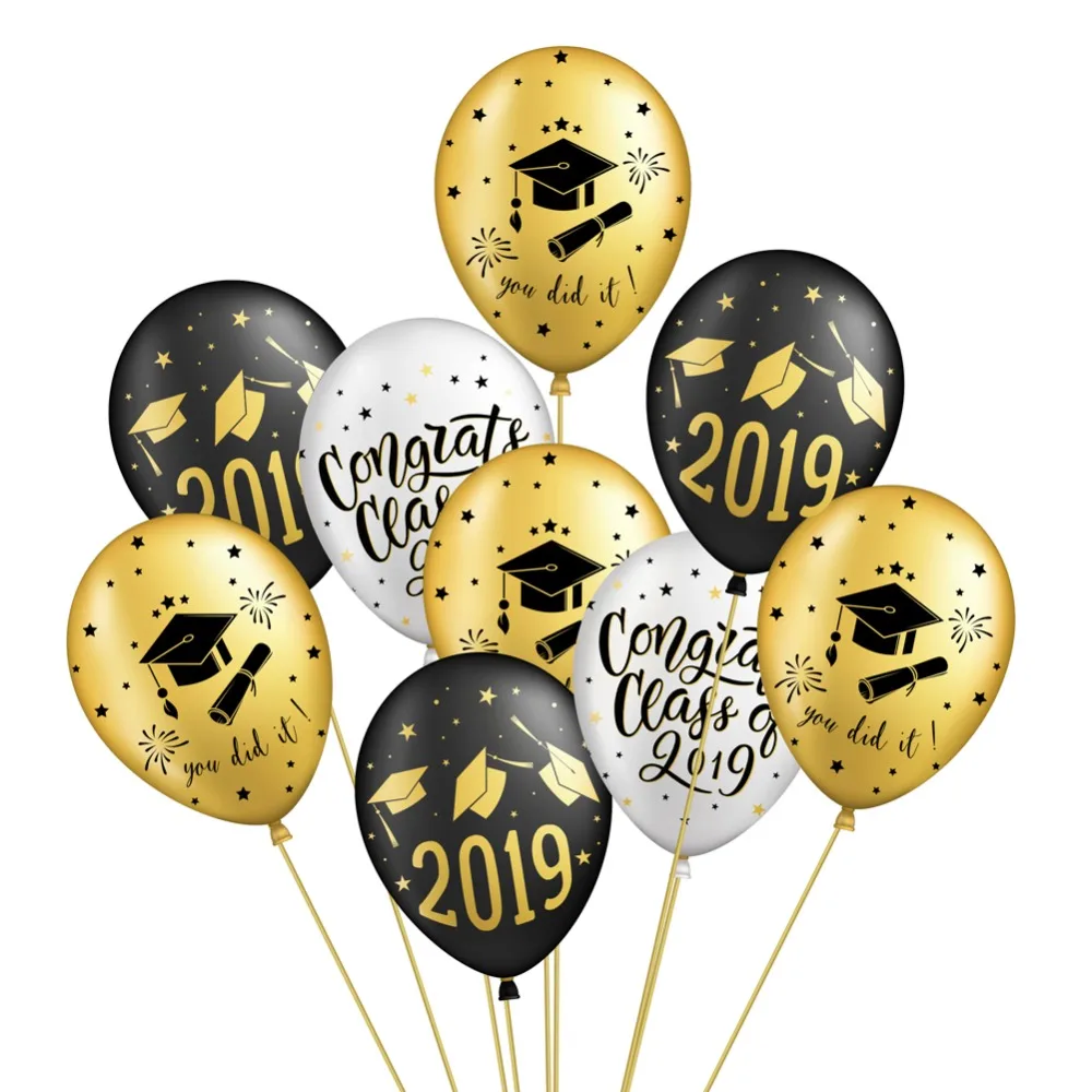 Выпускные вечерние украшения набор черного золота конграты град баннер фольги