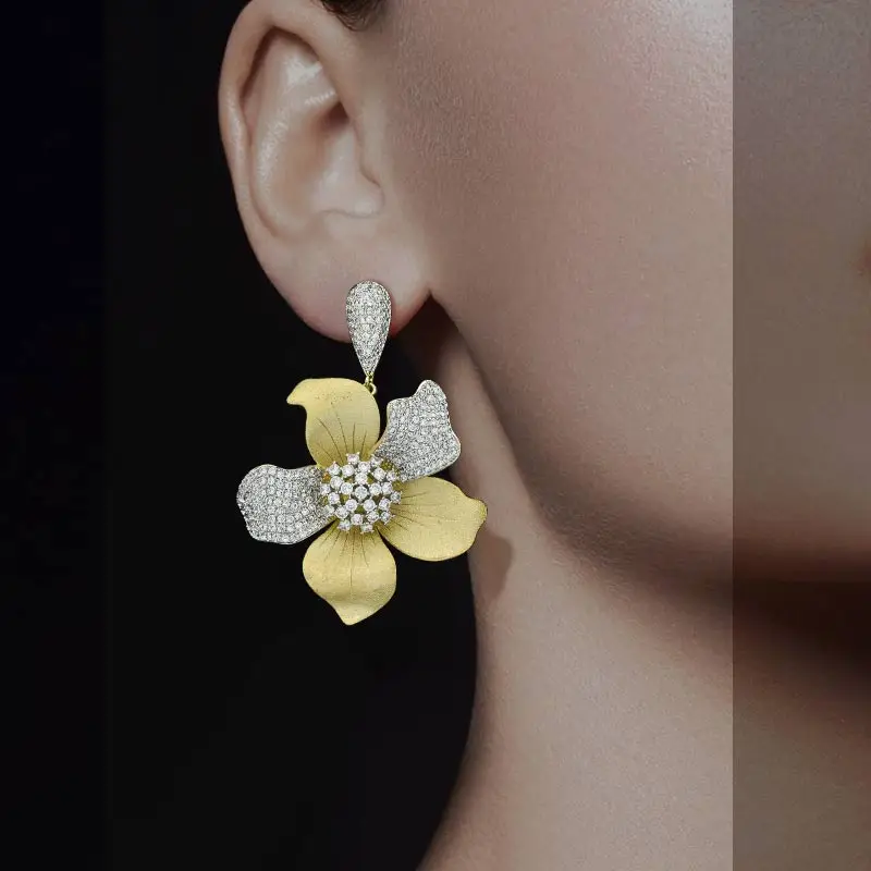 ModemAngel яркий цветок бум модные серьги медные женские обручальные Свадебная