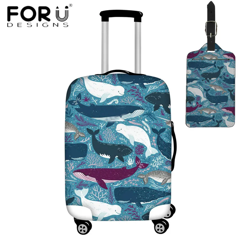 FORUDESIGNS, чехол для чемодана, крутой рисунок в виде животного Кита, эластичный плотный багажный Защитный чехол, подходит для 18-32 дюймов, чехлы на колесиках - Цвет: HX1076-2 pieces