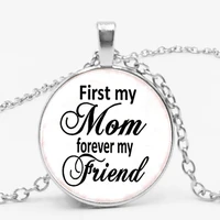 mothers gift first my mom forever my fviend glass jewel cabochon pendant necklace punk style jewelry