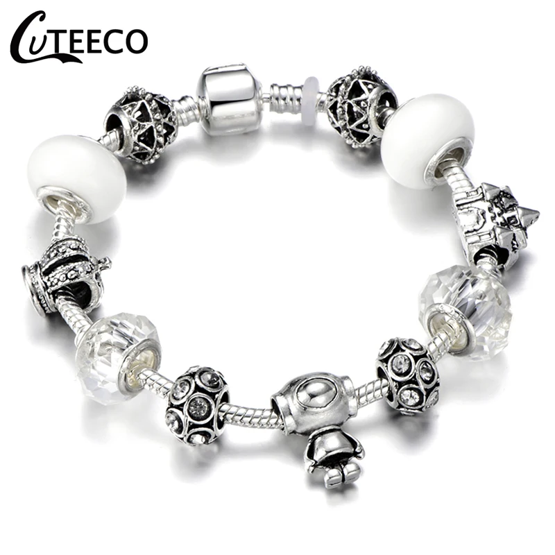 CUTEECO несколько стилей Микки Троян мотаться DIY Шарм браслет со змеиной цепочкой подходит брендовый браслет для женщин ювелирный подарок