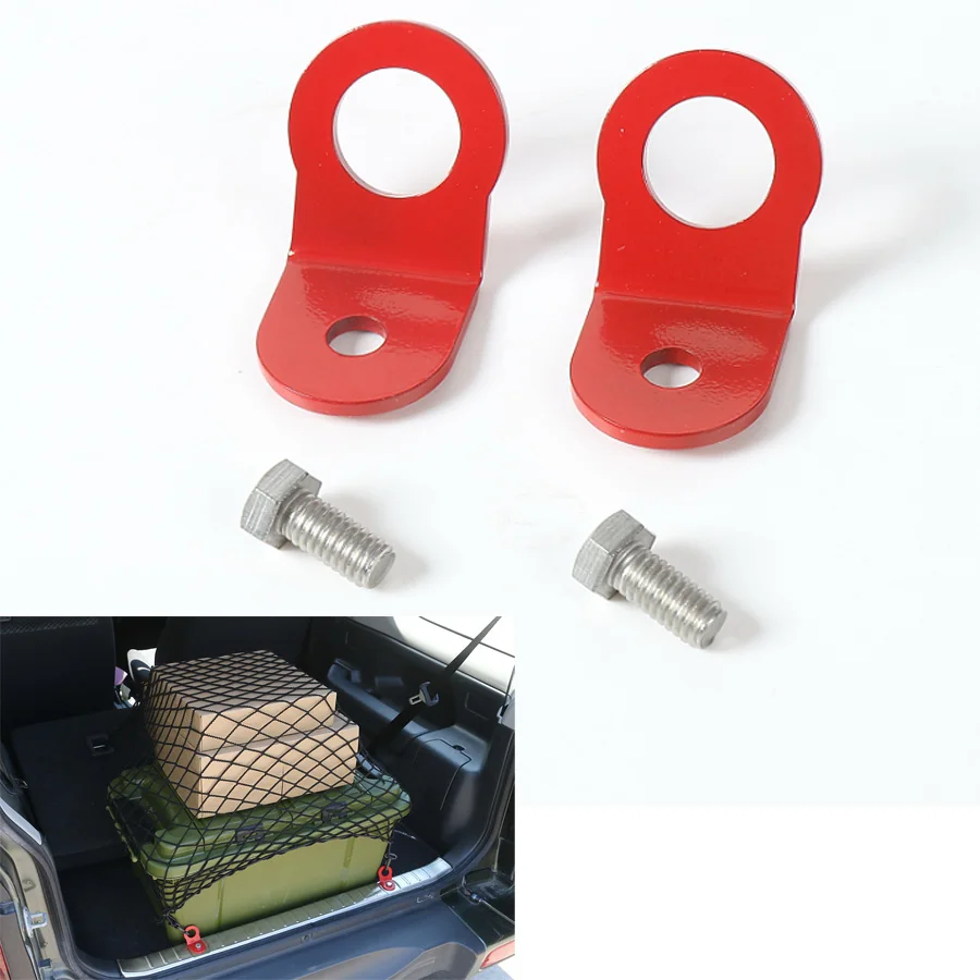 

YAQUICKA Fit For Suzuki Jimny 2007-2015 Car Trunk Luggage Net Hook Trim Styling Red Steel 1Set
