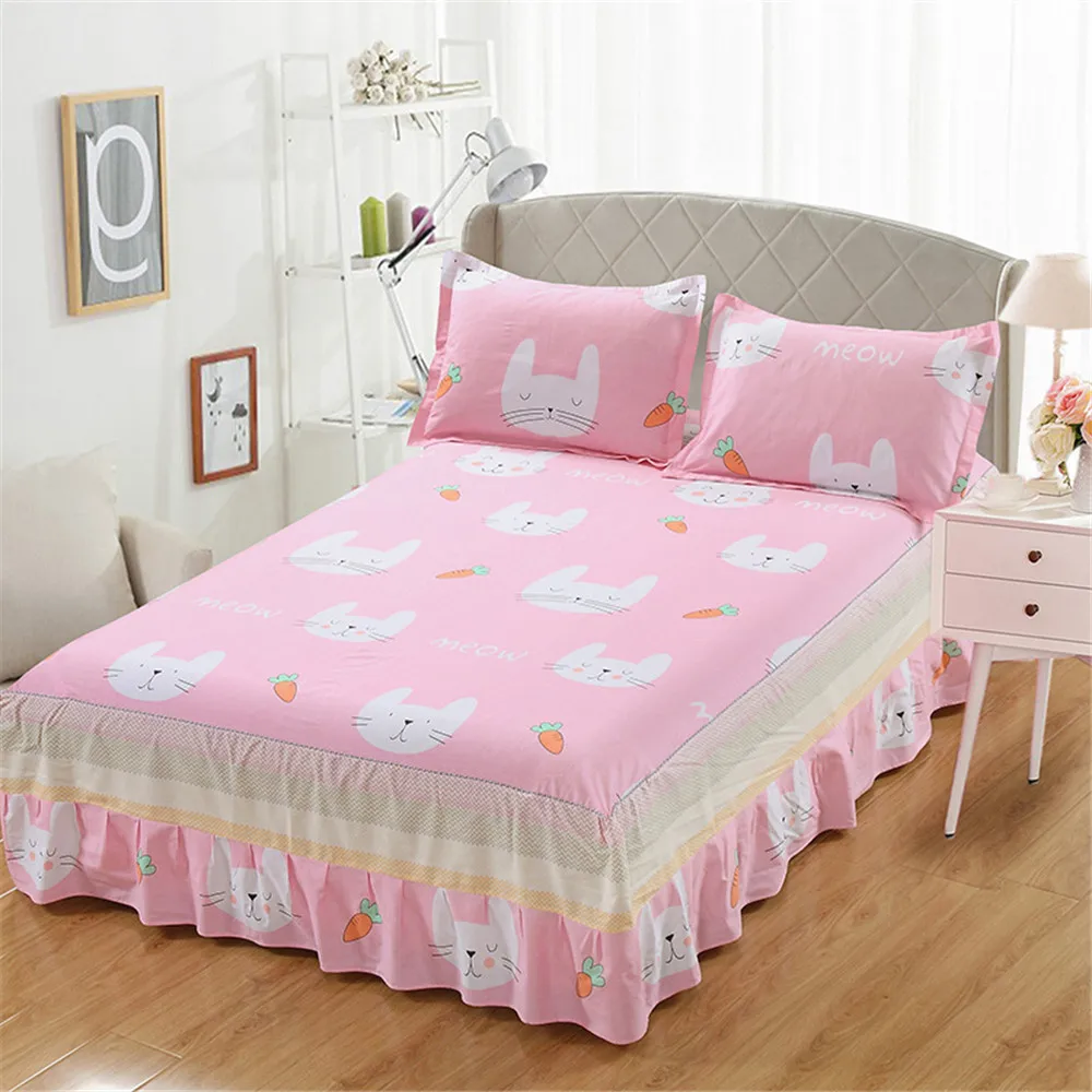 Новое зеленое покрывало с принтом из мультфильма 3 шт. 100% хлопок розовая юбка