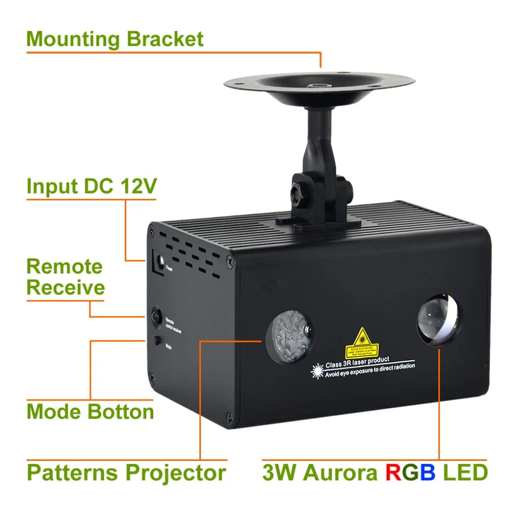 Sharelife Mini 20 красный зеленый гобо смешанный RGB LED Аврора DJ пульт дистанционного