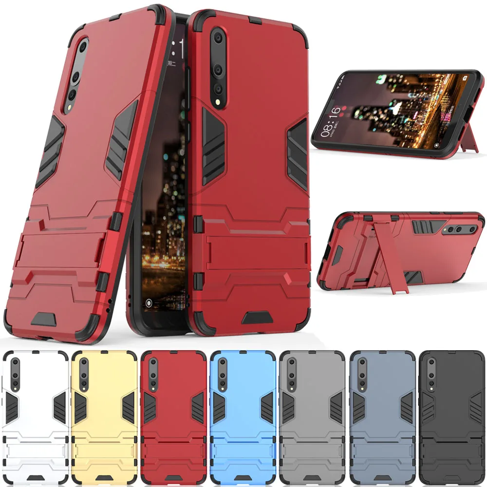 Dual Layer Tank Hybrid Armor Case For Huawei P20 Pro With Kickstand Anti Scratch Impact Protective Back Cover |