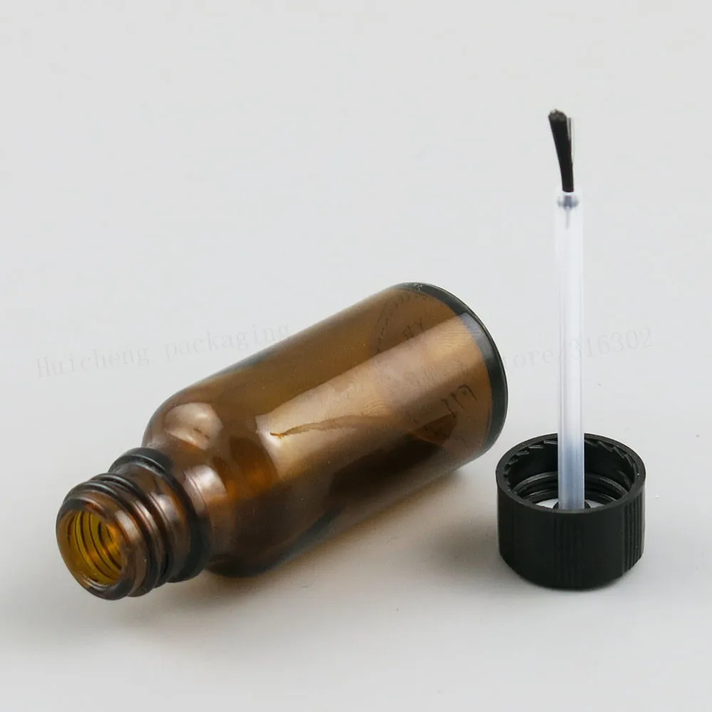 

5ml 10ml 15ml 20ml 30ml 50ml 100ml Empty Amber Glass Nail Polish Bottle For Nail Art With Brush Cap 12pcs