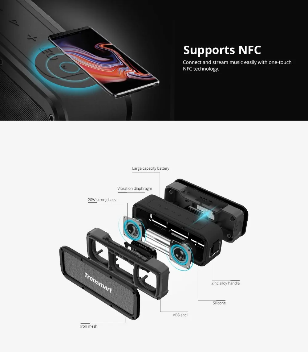 Tronsmart Element Force спикер Bluetooth беспроводной динамик с Чехол-черный цвет