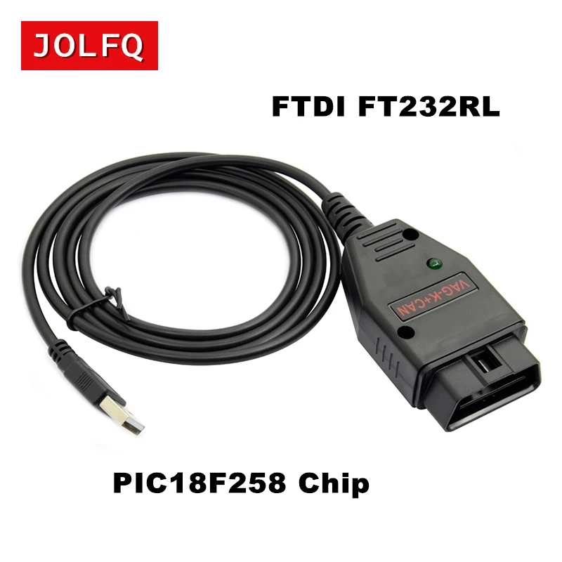 Диагностический кабель OBD2 с чипом Super VAG K + CAN Commander 1 4 и FTDI FT232RL PIC18F258 для VW / AUDI SKODA SEAT