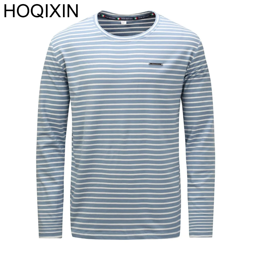 HOQIXIN 2018 модная полосатая футболка с длинным рукавом блестками 100% хлопок высокое