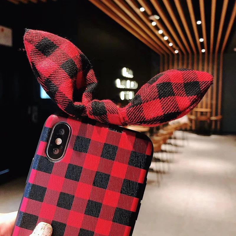 Милый чехол для телефона с заячьими ушками iPhone 6 6S 7 8 Plus красная задняя крышка iphone
