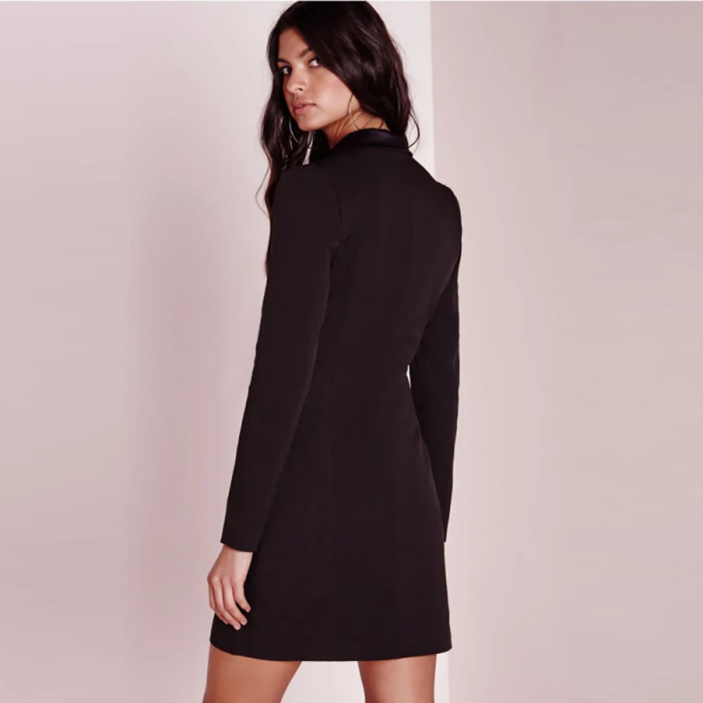 HYH HAOYIHUI Brief Black Dress Women Button Notched Bodycon Mini Sexy High Waist Suit Style Slim Office Ladies Dresses|ladies dresses|mini