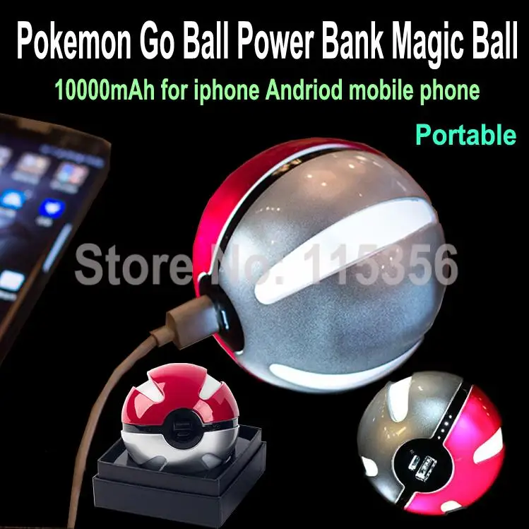 1 шт. Новое поступление: 10000 мАч Pokemon Go Ball портативное зарядное устройство Magic
