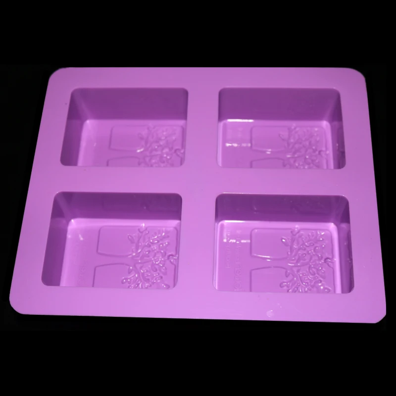 4 отверстия свеча квадратная форма Счастливое дерево пищевое Силиконовое мыло