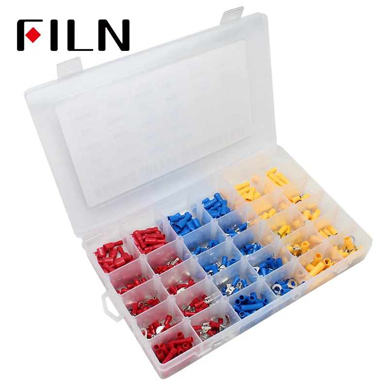 360pcs 18types Electrical Crimp Terminals Insulated Butt Connectors Spade Ring Fork Copper Terminators Set With Storage Box Red |