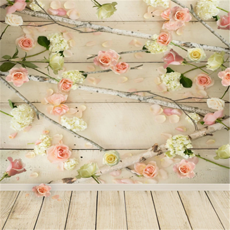 Лучшее качество мечта цветы деревянный пол фоны 5X7ft Цифровые Детские фотостудии