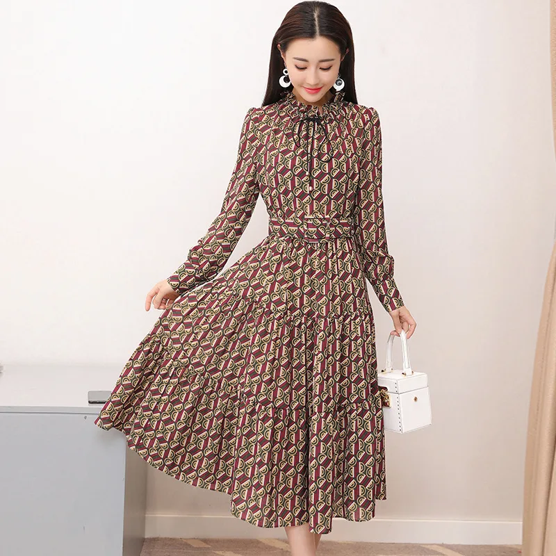 Шифоновое платье с бантом и поясом туника большим подолом миди женские