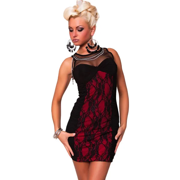 Бесплатная доставка DHL Новое поступление ML17809 Черные Кружевные Платья-мини