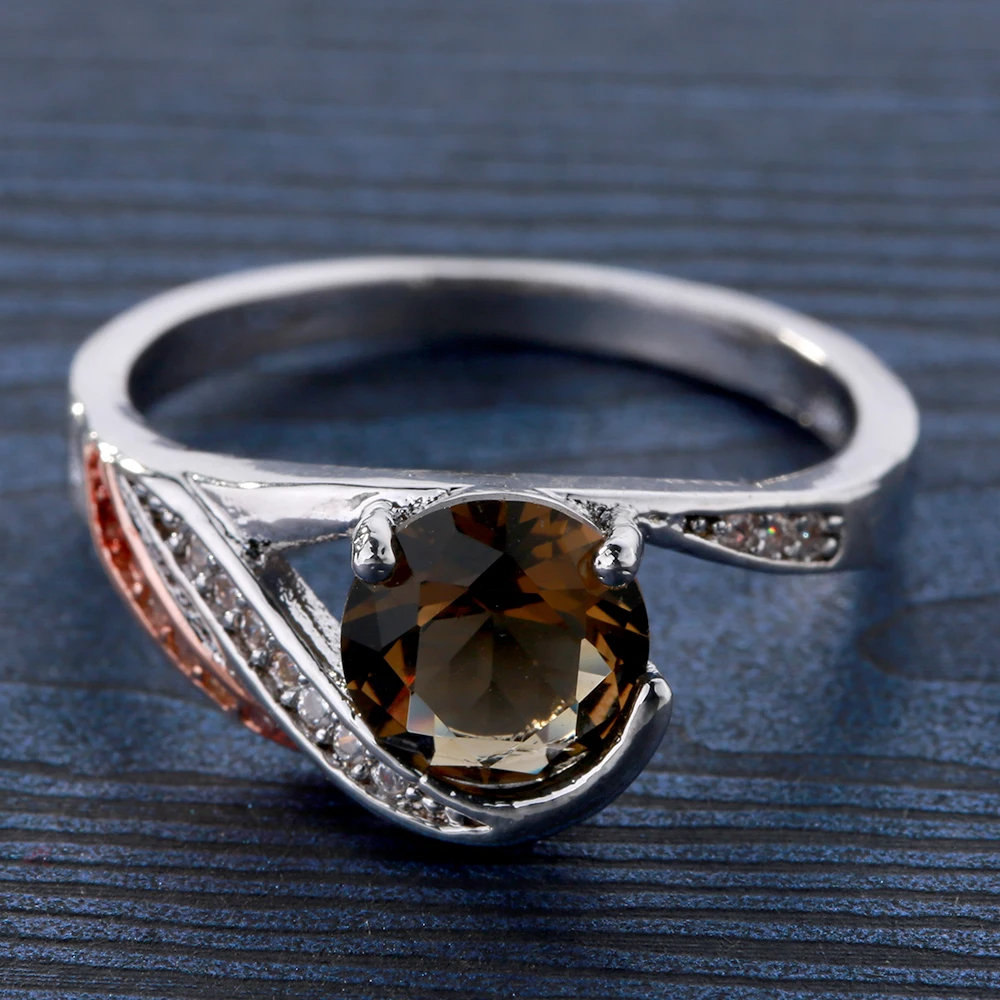 Кольцо из серебра 925 пробы с фианитом круглым кристаллом|crystal ring|wedding ringsdesigner ring |