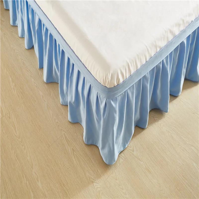 Светло голубой сплошной цвет и т. Д. Эластичная кровать обернуть рюшами юбка США