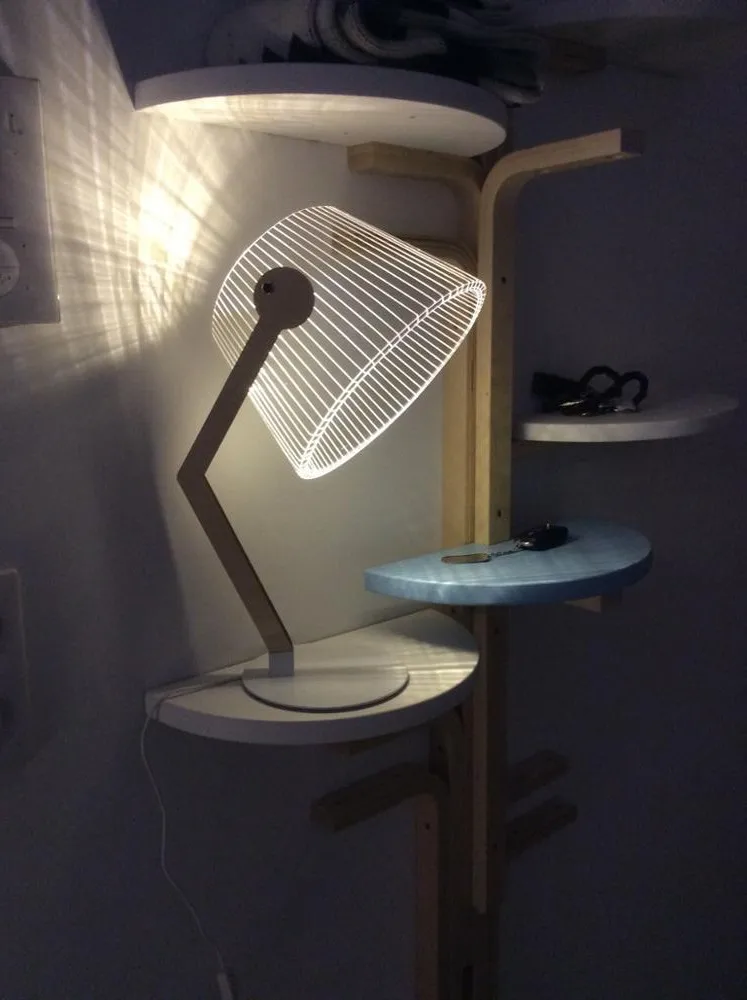 

Modern Design Acrylic Optical Illusion 3D LED Lamp as Home Decor Bedroom Mood Night Light Warm White USB Table Desk Lamp Zigzag