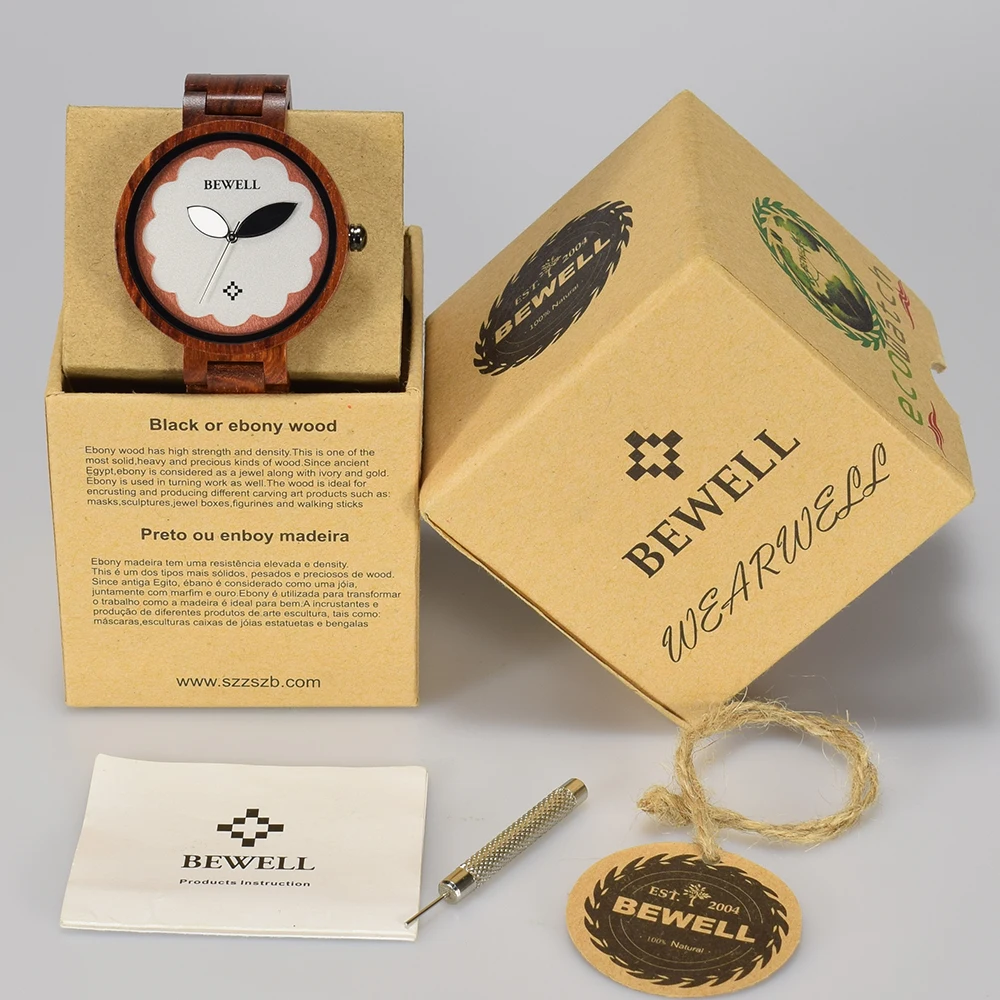 

BEWELL Wood Watch Women Luxury Brand Female Wooden Band Ladies Wristwatches Clock Quartz Watches Relogio Sale Gift in Box 152A