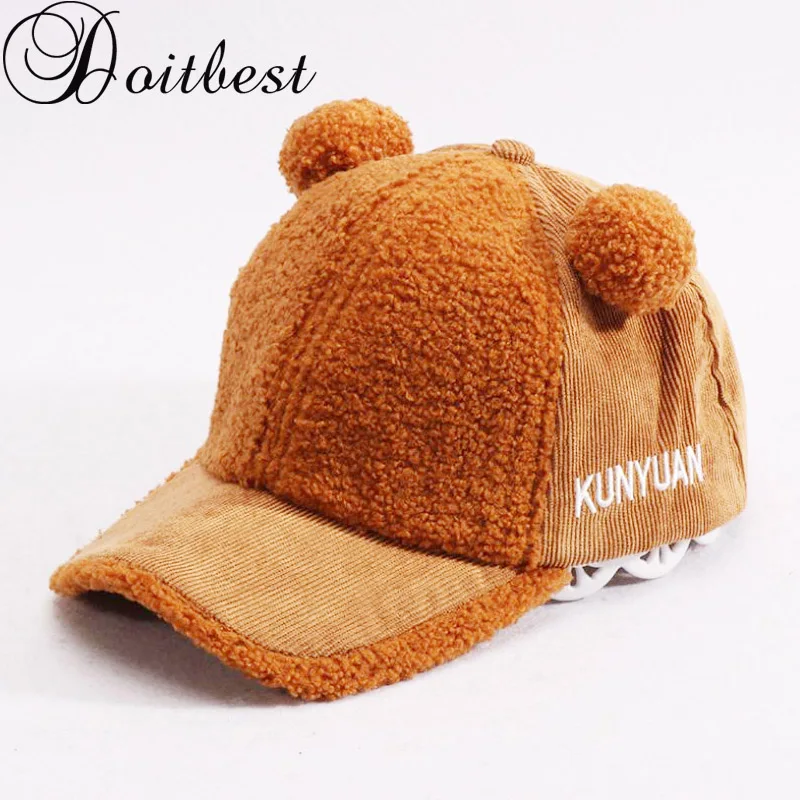 Doitbest Вельветовая детская шапка для детей 2 6 лет бейсболка осенняя меховая