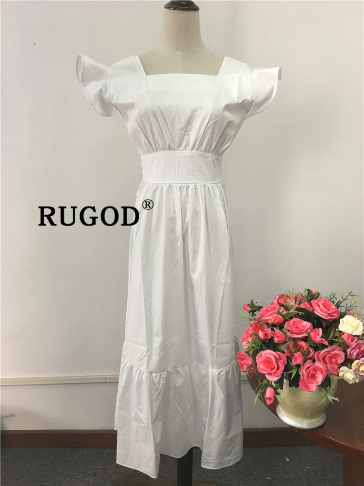 RUGOD элегантные Песчаный пляж макси платья без спинки спиной для женщин корейские шикарные оборки бабочка sleevee вечерние платья vestidos boho Стиль платье женское платье летнее