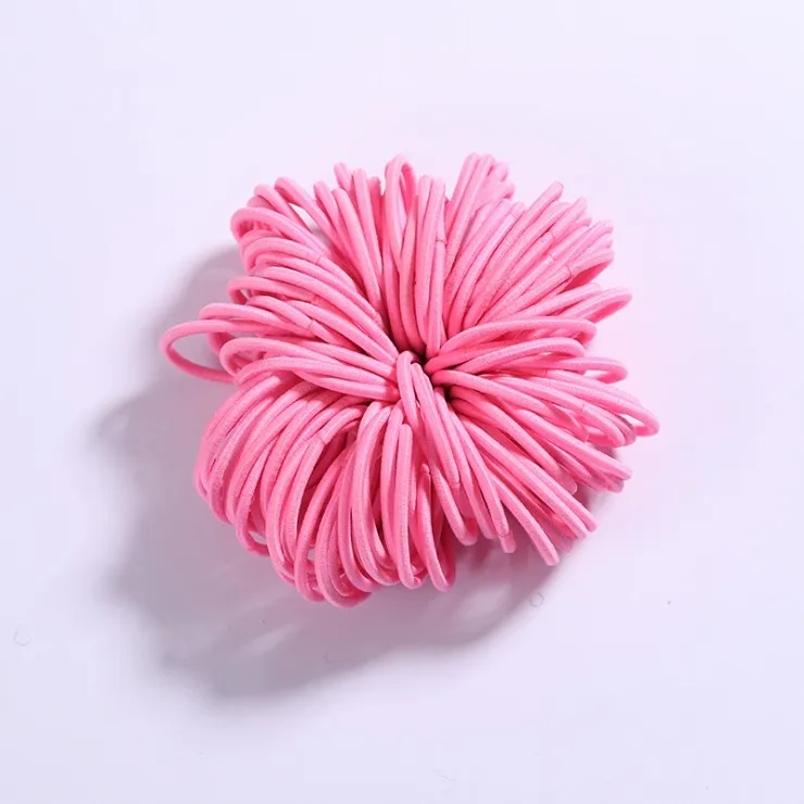 Pink Корейские аксессуары для волос, 100 шт./партия, модные резинки для волос ярких цветов, 3 см, милые новые эластичные резинки для волос для девочек - Цвет: Pink