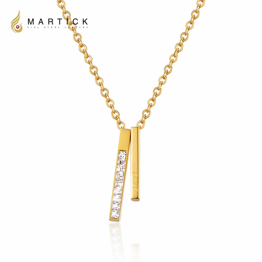 Martick цепочка из нержавеющей стали золотистого цвета с квадратным кулоном