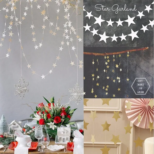 Wall Hanging Paper Star Garlands Long Birthday String Chain Wedding Party Banner Handmade Children Room Home Decor | Дом и сад