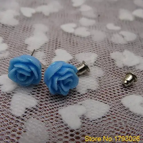 Романтические серьги-гвоздики в форме цветка розы разноцветный Цветочный 12 пар