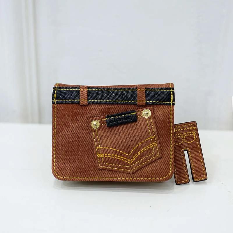 Small brown Новинка, Модный женский тканевый джинсовый кошелек, Ретро стиль, деним, многофункциональный, Длинный кошелек для монет, держатель для карт, для девочек, женский короткий клатч, кошелек - Цвет: Small brown