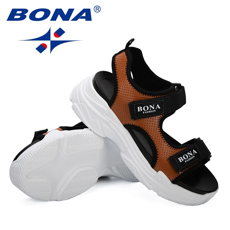 BONA/Новинка года; стильные летние женские босоножки; босоножки на танкетке; кожаная повседневная обувь с открытым носком; модная женская прогулочная обувь