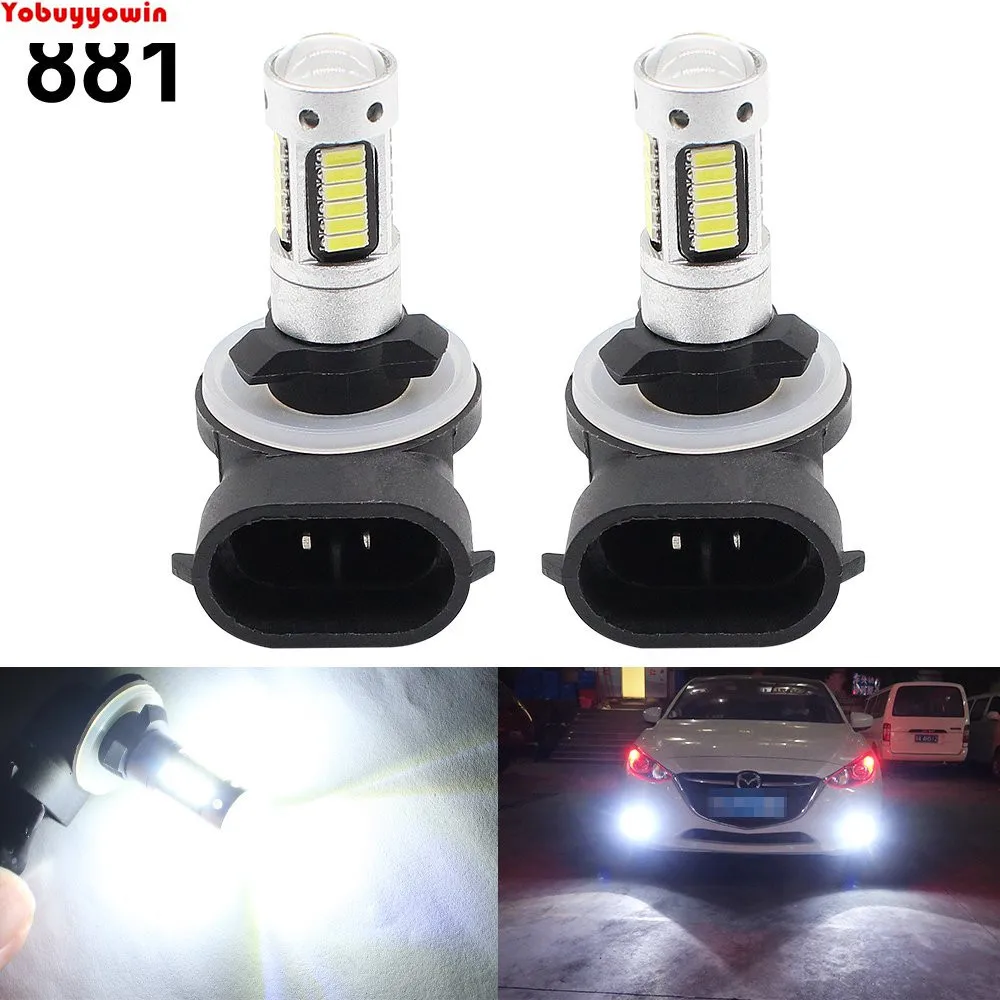 

2PC 881 H27 4014 Chips 30SMD Bulb High Power Car LED Fog Light Drving Light Replacement 800LM w / Lens DC 12V 800LM