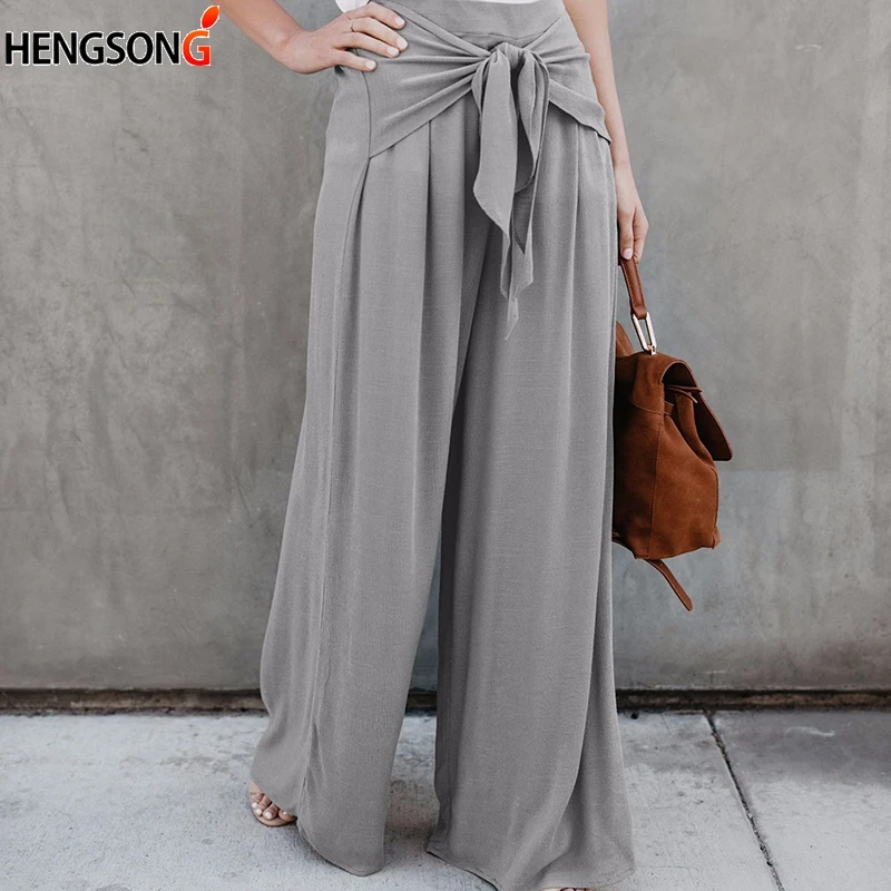 Модные женские Высокая Талия Повседневное Широкие штаны офисные элегантные