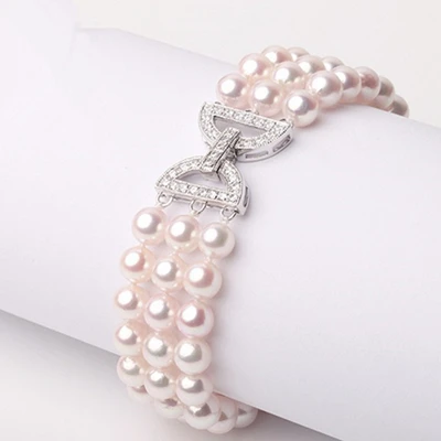 Браслет из серебра 925 пробы с натуральным пресноводным жемчугом | Украшения и