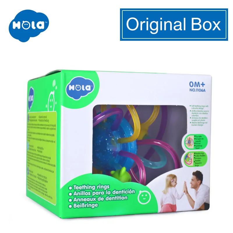 ORIGINAL BOX HOLA 1106 детские фитнес-игрушки ручной Колокольчик 0-12 месяцев мяч для детей игрушка Погремушки Развивающие детские интеллект детские игрушки ручной Колокольчик погремушка - Цвет: ORIGINAL BOX