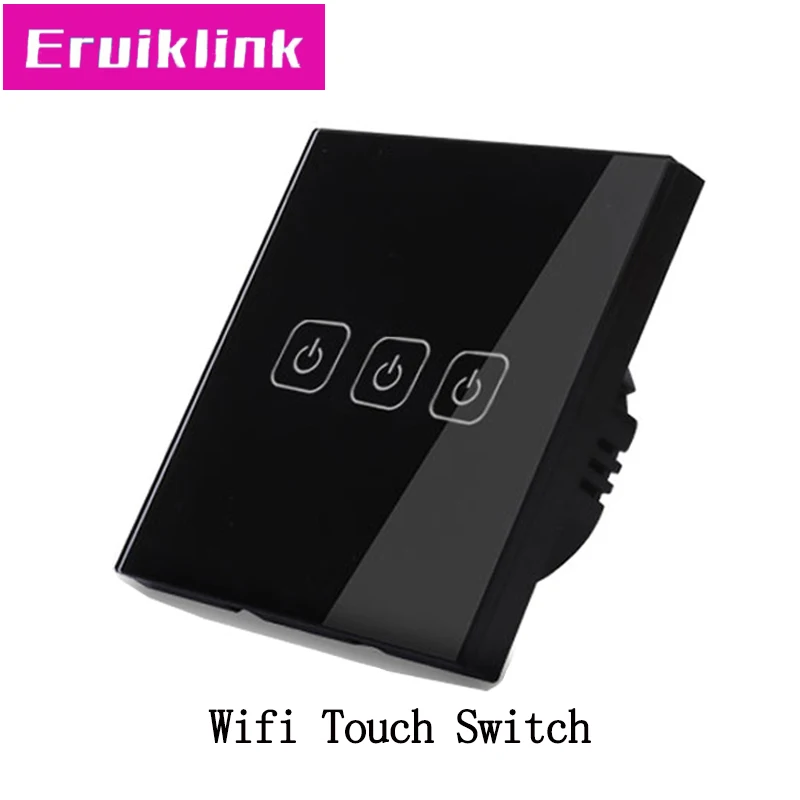 3 gang ЕС/Великобритания Стандартный 1/2/3 местный 1 позиционный приложение Tuya/Wifi сенсорный переключатель, с украшением в виде кристаллов Стекло Панель умный дом RF433 дистанционного Управление настенный сенсорный переключатель - Цвет: 3 gang