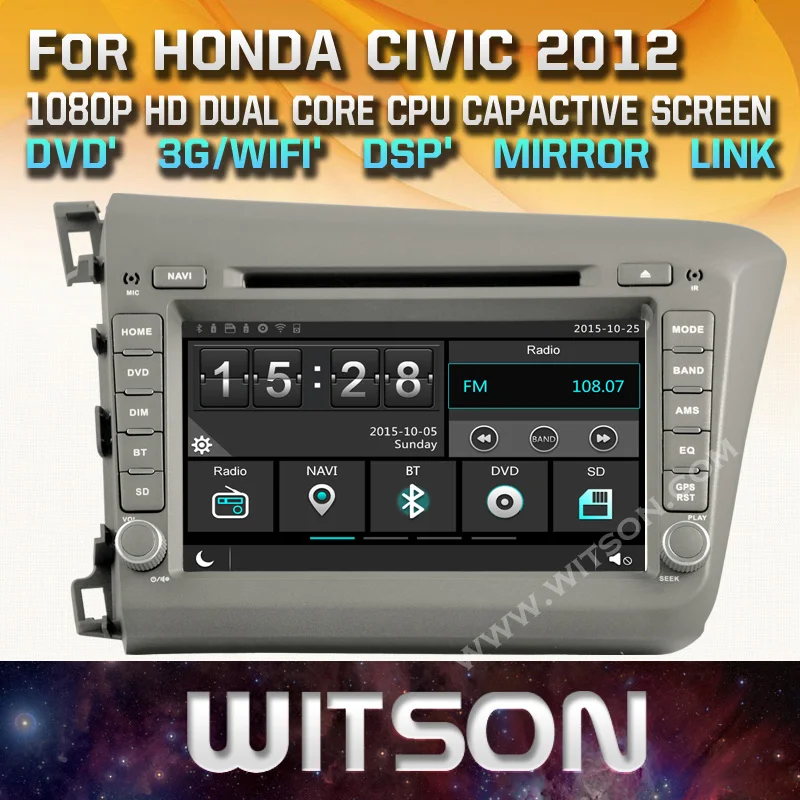 Автомагнитола WITSON dvd gps для HONDA CIVIC 2012 автомобильная аудиосистема с емкостным